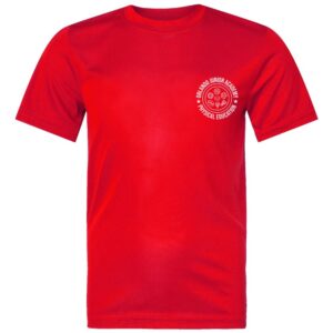 PE | Youth Performance Shirt Replacement — Scarlet XS — Front Crest