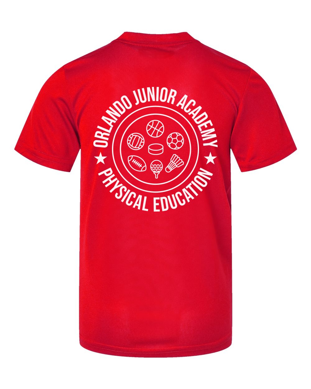 PE | 100% Polyester Wicking (Youth) — Scarlet (back)
